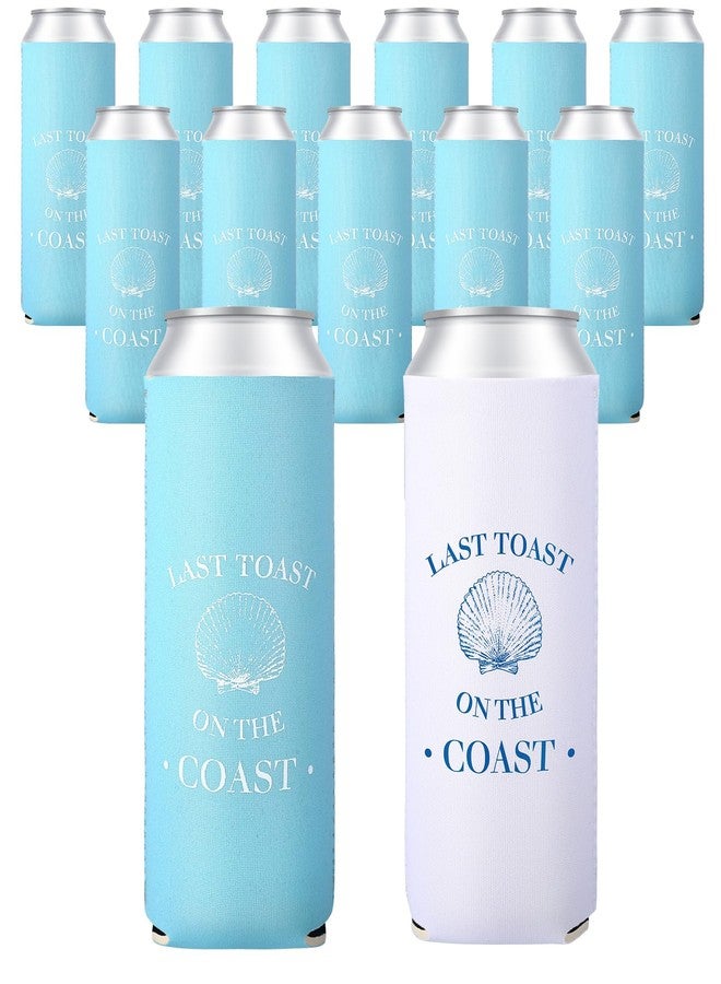 Ninehaoou 12 Count Last Toast on the Coast Bachelorette Party Can Sleeves Blue Beach Bachelorette Party Decoration Accessories Beach Party Favors Bulk for Bride Bridesmaid Gifts(5.5 x 3.5 Inches) - Image 1